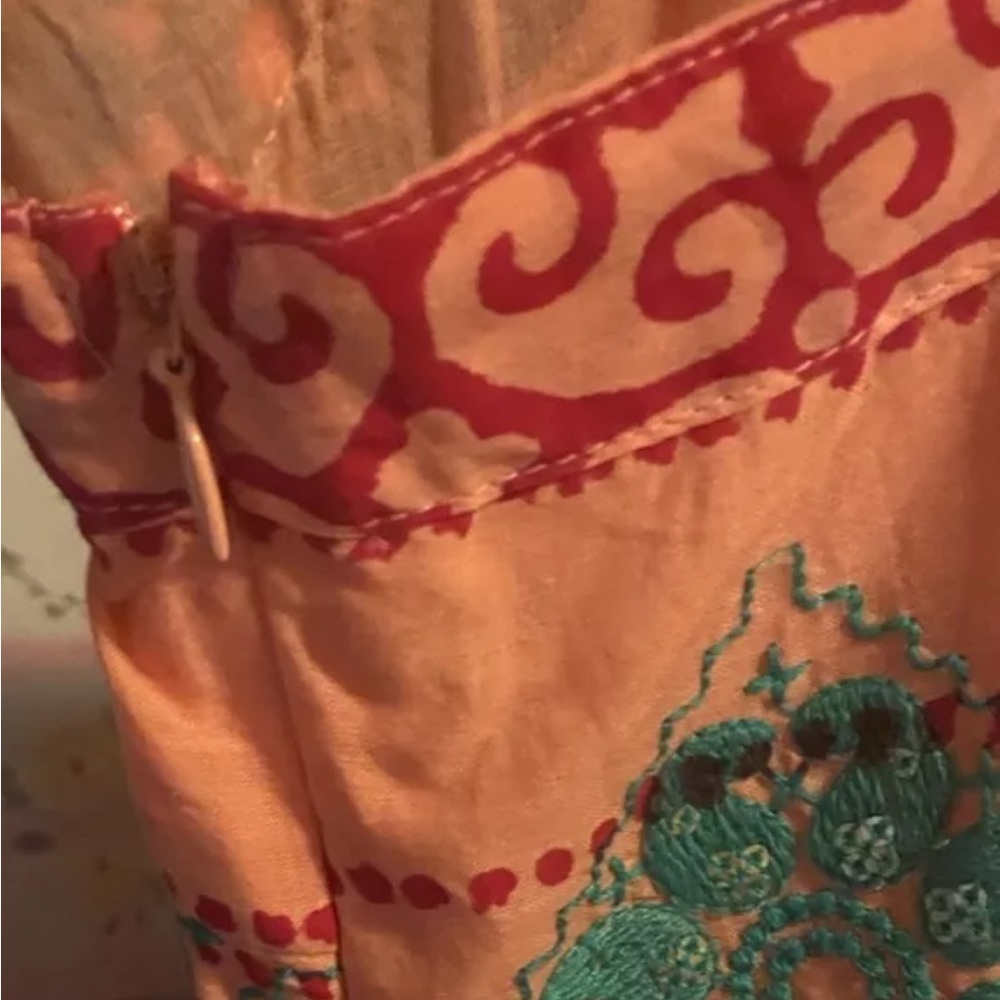 Oliphant Phoenix Rose Maxi Dress Sleeveless Coral Boho Print Womens M - Picture 8 of 16